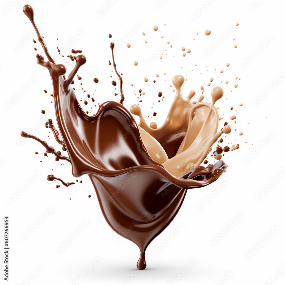 Chocolate splash isolated white Background for World Chocolate Day, create using Generate AI technology Chocolate splash isolated white Background for World Chocolate Day, create using Generate AI technology