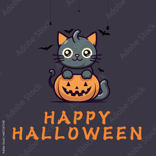 Kittens and pumpkins Halloween vector material
