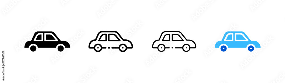 Automobile. Different style, colored, car icon. Vector icons.