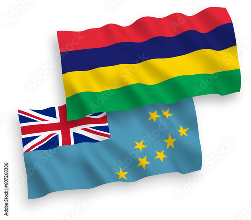 Free Download Flags of Tuvalu and Republic of Mauritius on a white background - GFXLoad