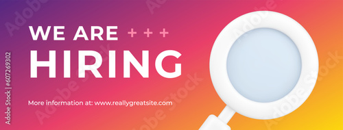 We are hiring searching candidates vacations HR recruitment social media banner 3d icon vector