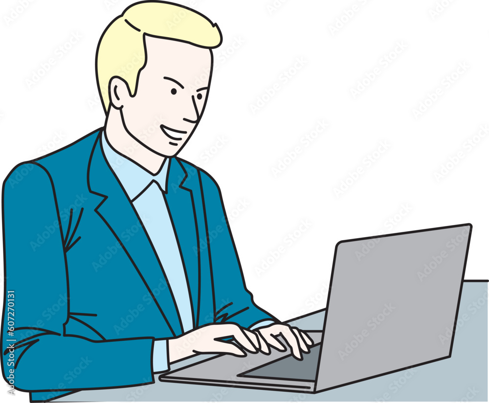 White male using a laptop computer White male using a laptop computer