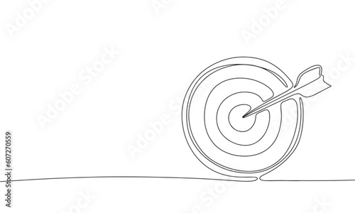 Target isolated on white background. Line art target. One line continuous vector illustration. 