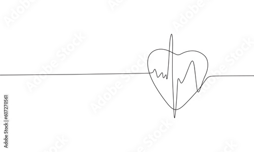 Heart isolated on white background. Line art health heart. One line continuous vector illustration. 