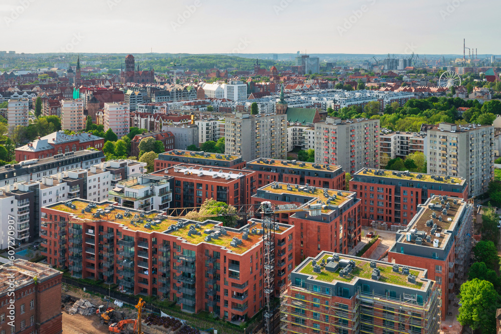Obraz premium Gdansk skyline with newly built apartments on a sunny day, Poland.