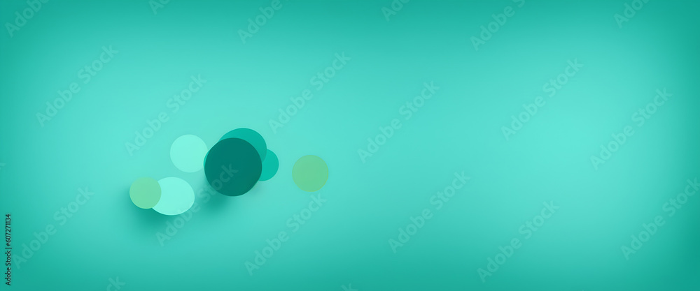 teal color background with bubbles and circles for slideshow and presentation, copyspace, teal marketing and promotional backdrop with space for text 