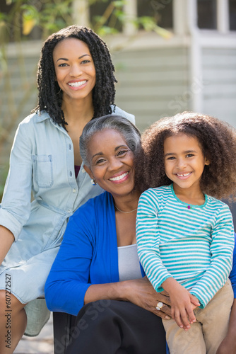 Portrait of smiling multi-generation women outdoors
