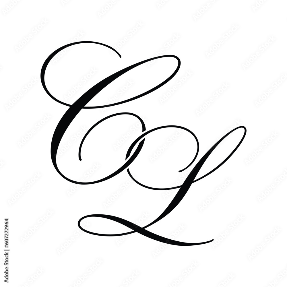 CL Calligraphy Monogram initial letters logo CL Calligraphy Monogram initial letters logo