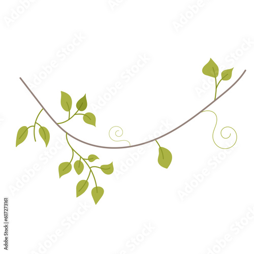 Tropic leaf, flower, colorful handrawn flat illustration.