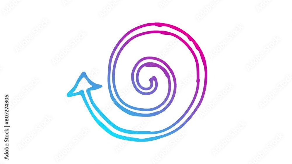 Animated pink blue icon of spiral arrow is drawn. Linear icon. Looped video. Hand drawn vector illustration isolated on white background. Animated pink blue icon of spiral arrow is drawn. Linear icon. Looped video. Hand drawn vector illustration isolated on white background.