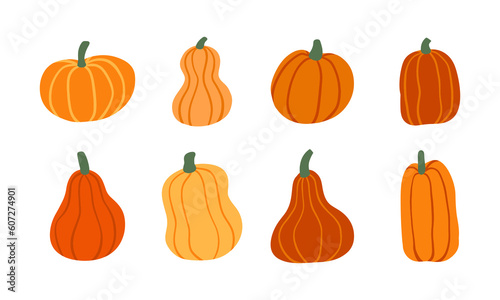 set of cute pumpkins