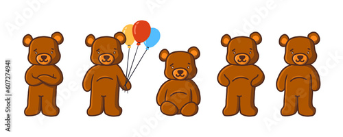 set of funny bear cartoon