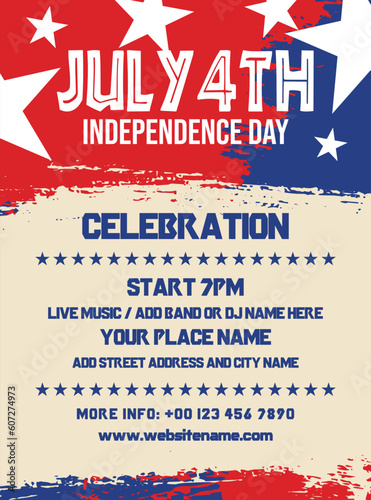 4th of July celebration flyer poster social media post design