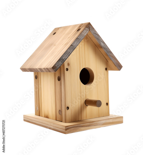 Fotobehang Wooden birdhouse isolated - Generative AI