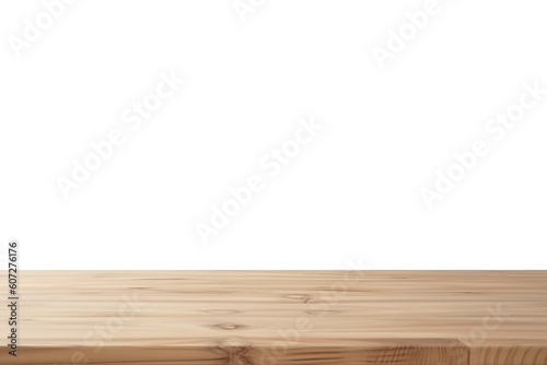 Light wooden table top on white or transparent background, PNG. Products presentation concept