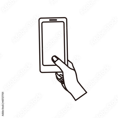 携帯電話を構えるハンドサイン