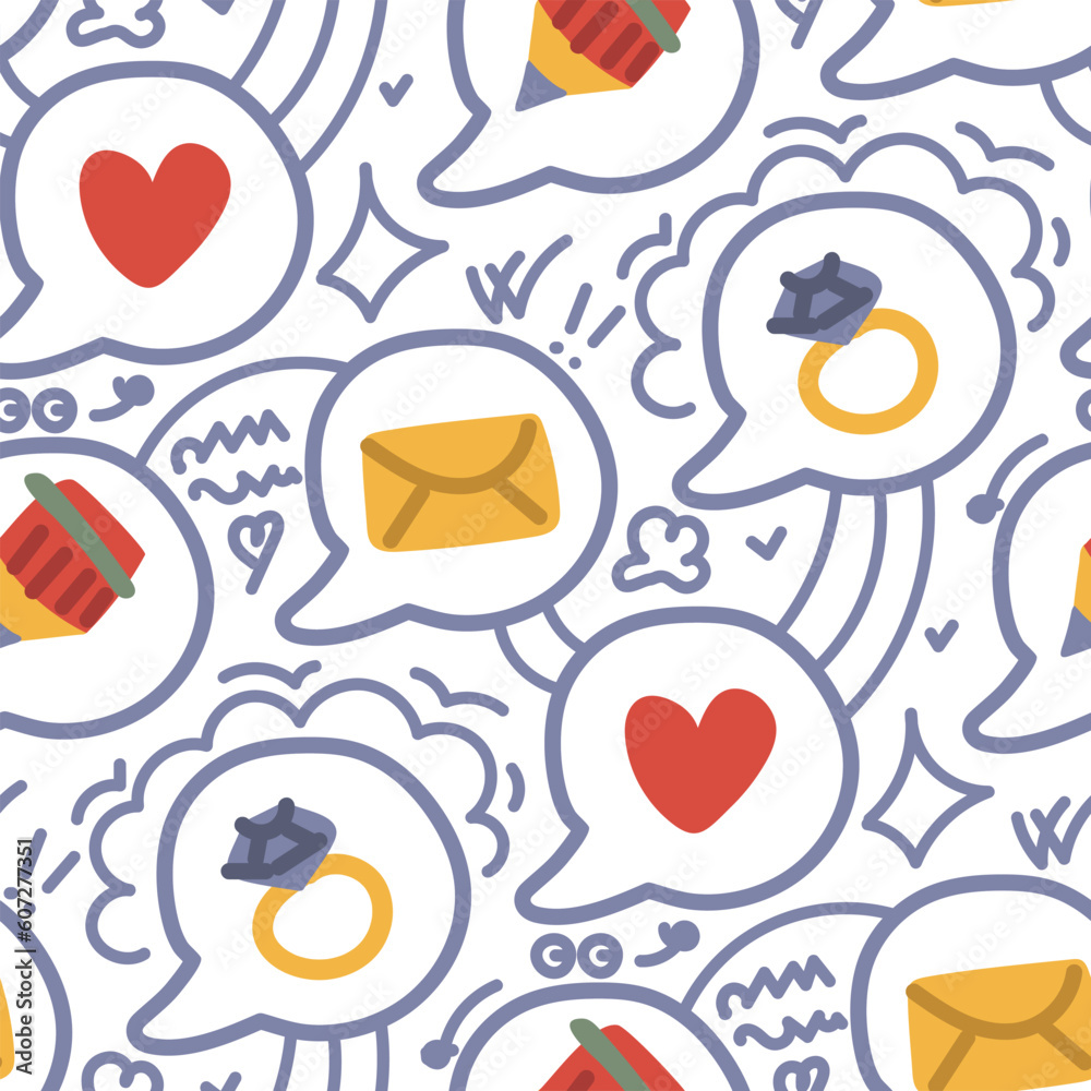 A template of stickers for social networks with a flat design in the form of a speech bubble in the theme of a love story. Emoticons for online communication, social networks in the idea a love story