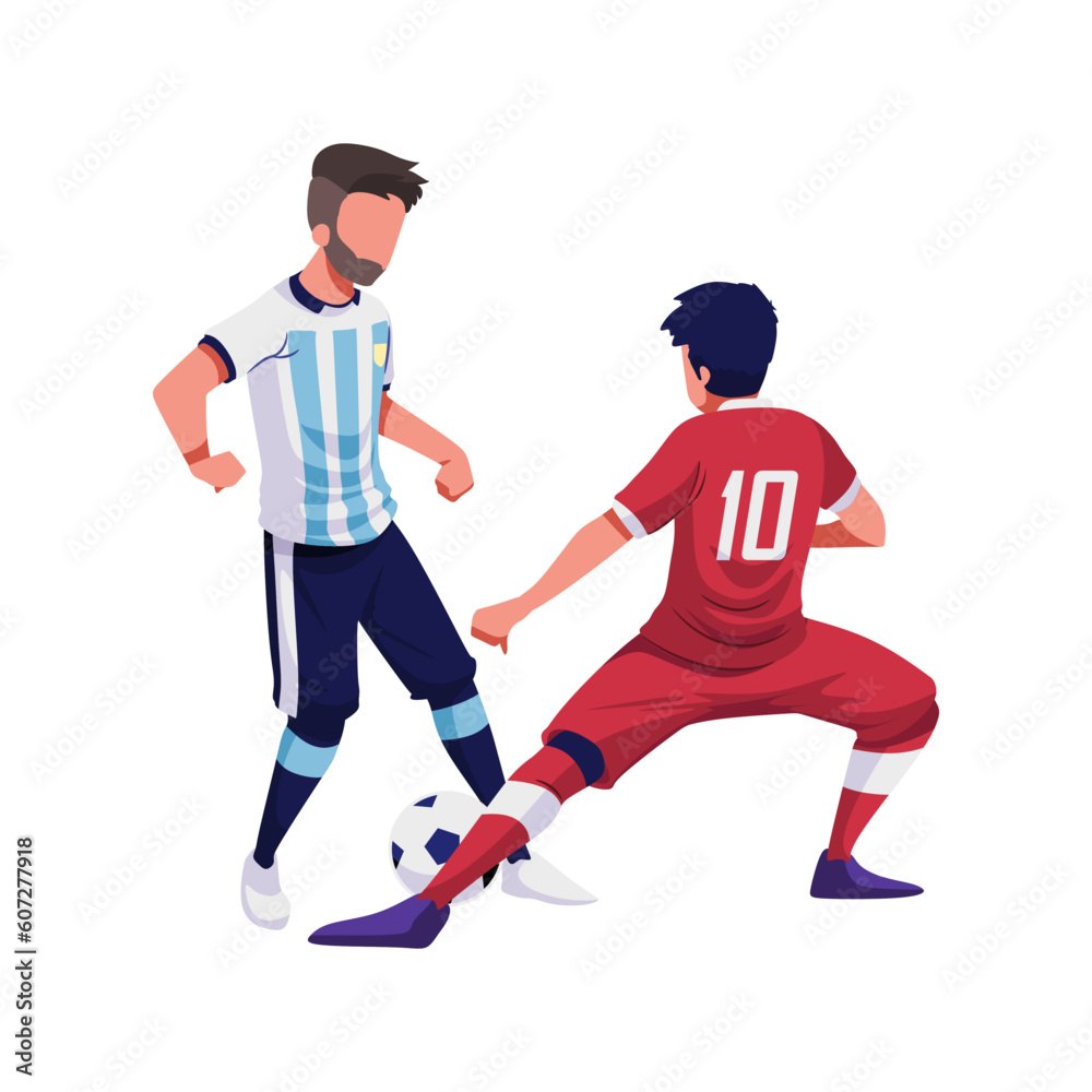 Illustration of match between Indonesia and argentina  player in red with the number 10 on his back