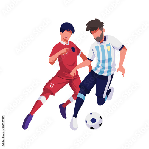 Illustration of a friendly match between Indonesia and Argentina, player number 22 jersey. © Risang