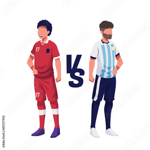 Illustration of Indonesia's friendly match against Argentina, two captain players from that country