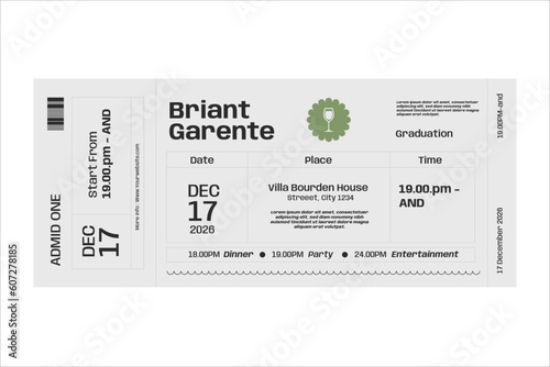 admit one ticket isolated on white