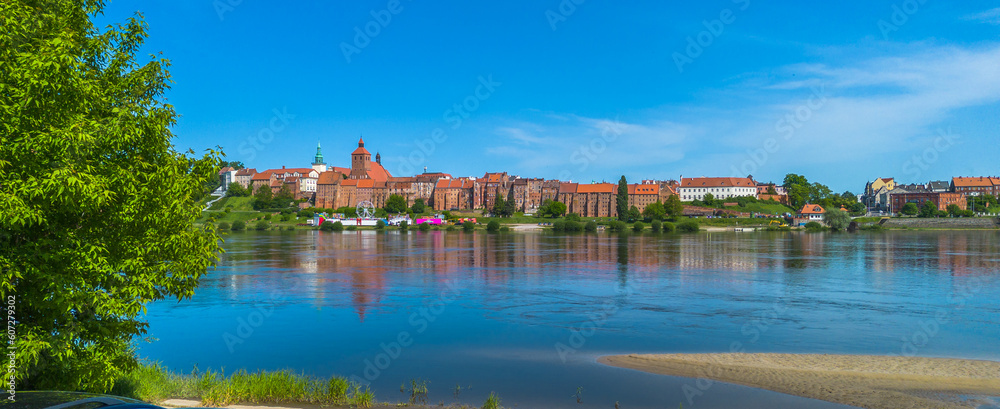 Panoramic aerial view. Old town of Grudziadz at Wisla river. Poland Panoramic aerial view. Old town of Grudziadz at Wisla river. Poland