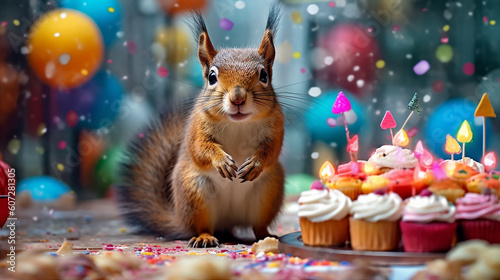 squirrel on the table birthday party © DEMIAN
