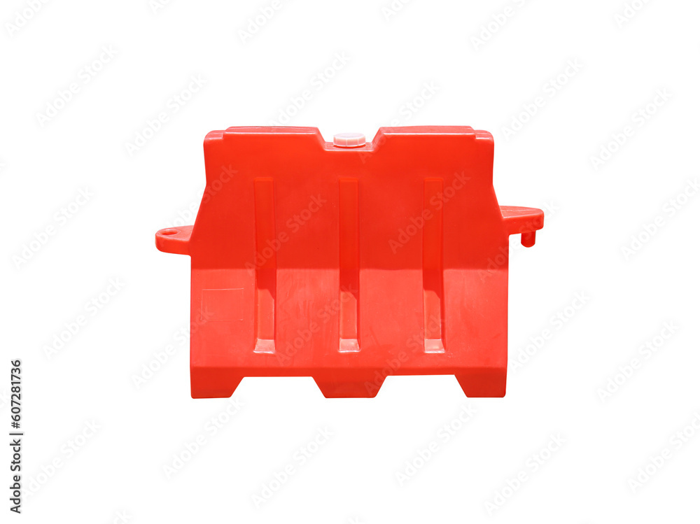 red plastic barrier water tank isolated on white background red plastic barrier water tank isolated on white background