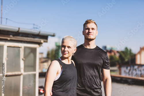 Couple happy after workout in ubran industrial city area © Photocreo Bednarek