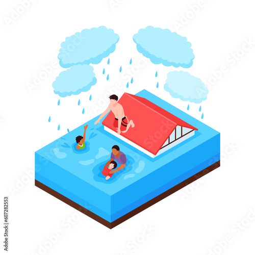 Flooded House People Composition