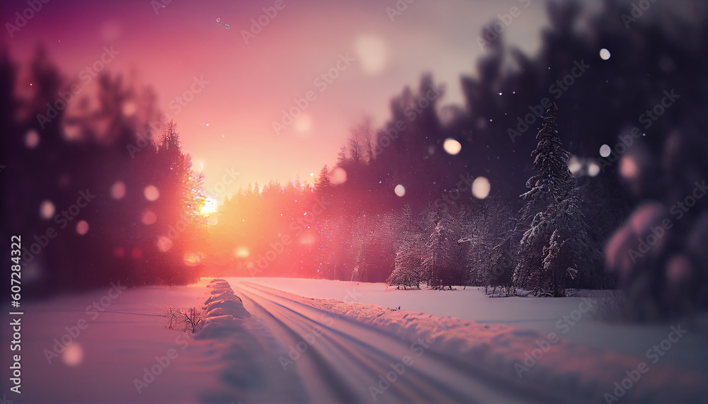 Beautiful natural winter defocused blurry background image with forest. Generate Ai. Beautiful natural winter defocused blurry background image with forest. Generate Ai.