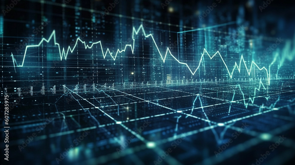 Stock market or forex trading charts and candlestick chart. Generative ...