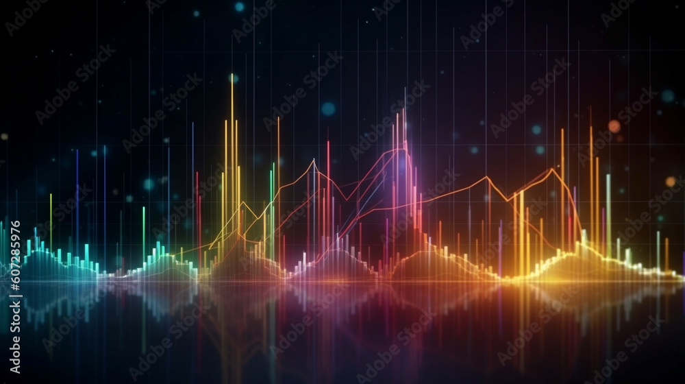 Stock market or forex trading charts and candlestick chart. Generative AI. Stock market or forex trading charts and candlestick chart. Generative AI.