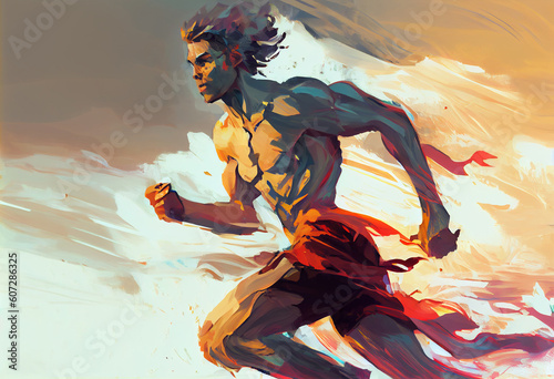 illustrations Painting of man running with motion effect Concept Art Digital Painting Part . Generate Ai.