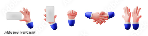 3d set of hand gestures for business isolated on white background.