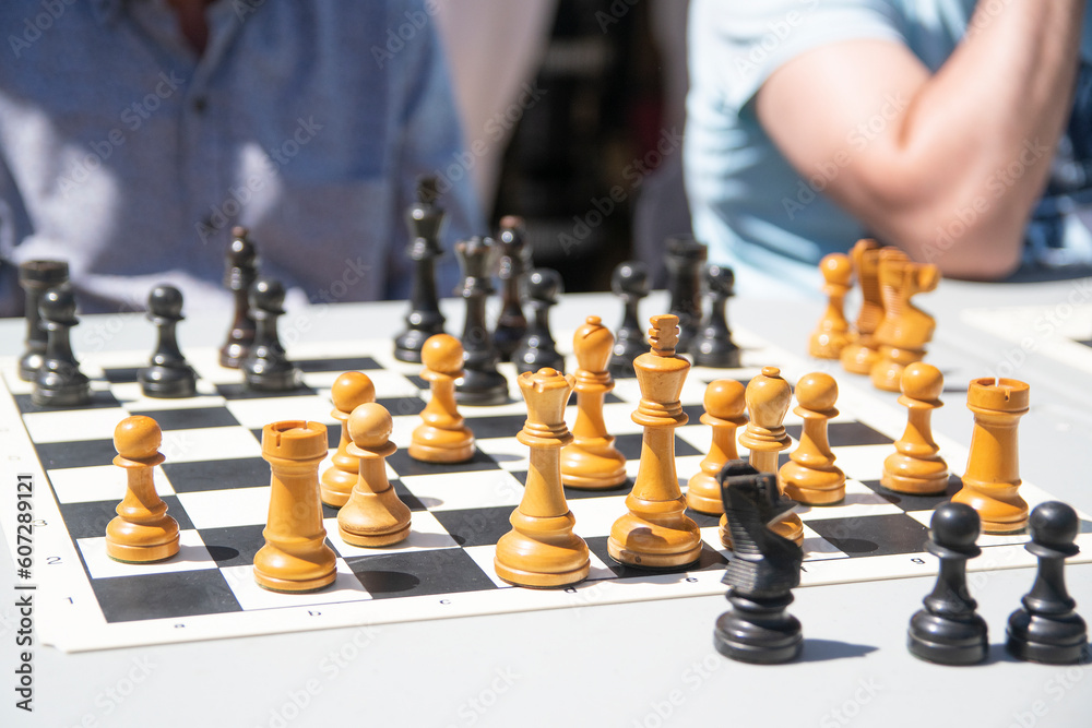 Chess game in a street open competition. Empty copy space for editor's content. Chess game in a street open competition. Empty copy space for editor's content.