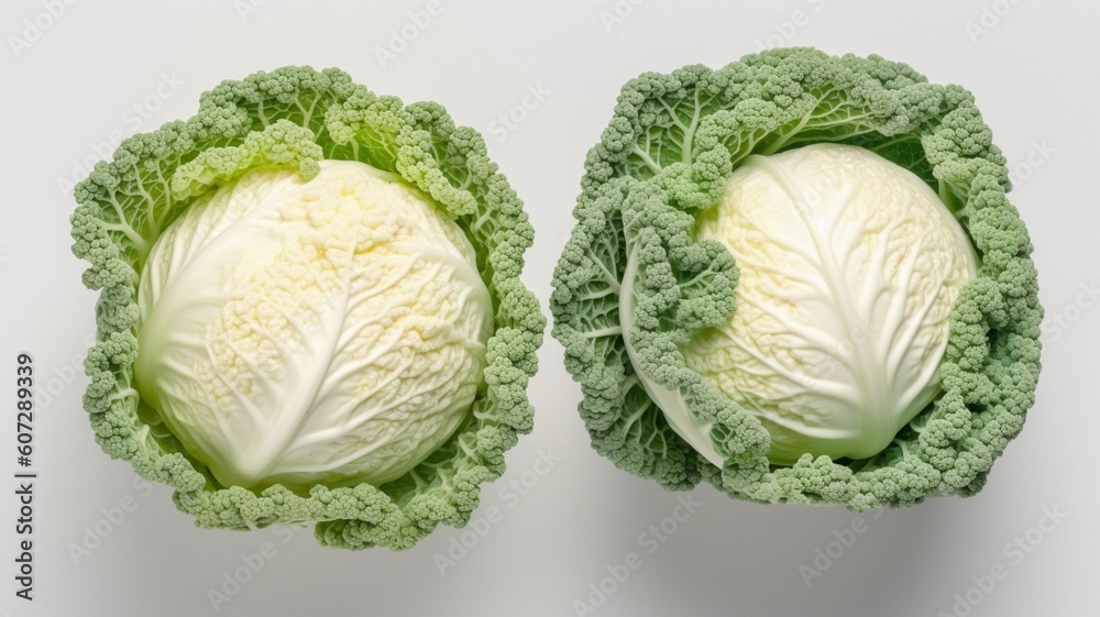 Fototapeta premium Fresh organic cabbage heads Generative AI