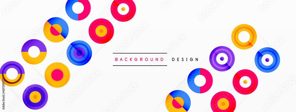 Eye-catching background of colorful circles of equal size arranged in abstract pattern. Circle boasts unique tone or hue, creating rainbow effect. Design has upbeat, contemporary feel Eye-catching background of colorful circles of equal size arranged in abstract pattern. Circle boasts unique tone or hue, creating rainbow effect. Design has upbeat, contemporary feel