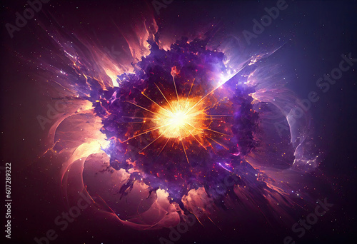 Creative abstract Particles background. Space nebula start burst. Generate Ai.