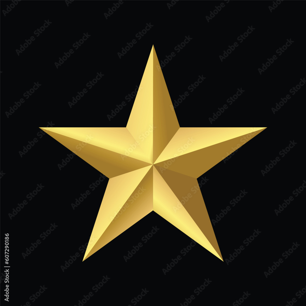 Fototapeta premium Abstract golden star icon on black. Vector illustration.