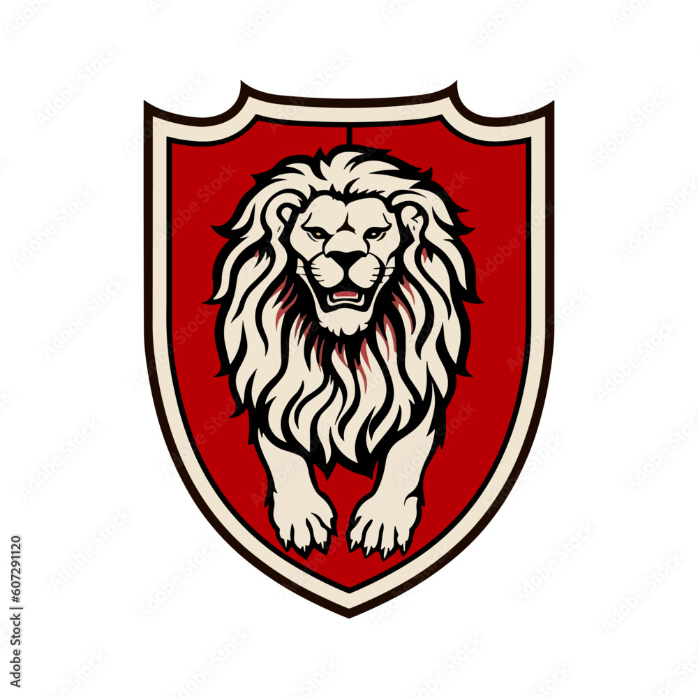 Obraz premium Minimalist lion head with emblem logo.