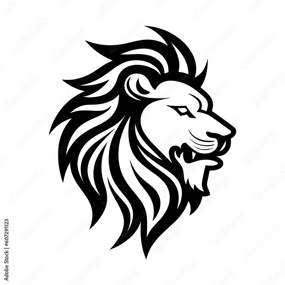 Minimalist lion head logo in vector.
