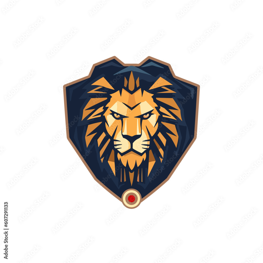 Minimalist lion head with emblem logo. Minimalist lion head with emblem logo.