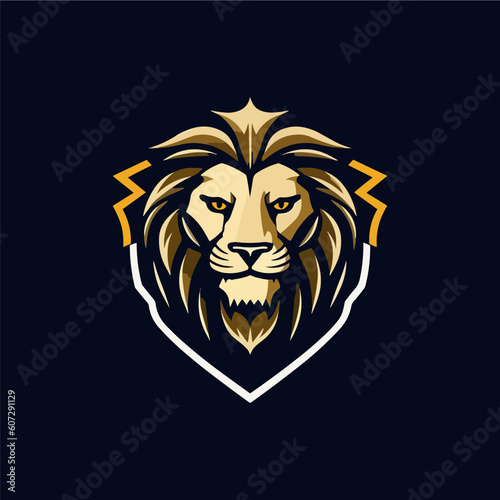 Fototapeta Naklejka Na Ścianę i Meble -  Minimalist lion head with emblem logo.