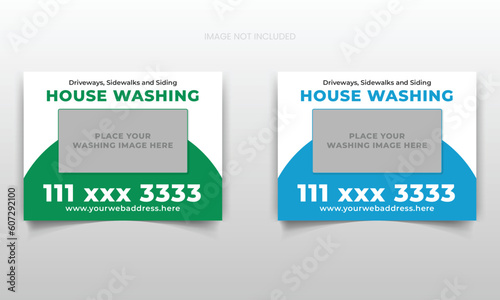 Modern house washing yard sign or signage design template for company, business, promotion