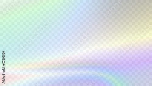 Blurred gradient background in trendy retro 90s, 00s style. Y2K aesthetic. Rainbow light prism effect. Hologram reflection. Poster template for social media posts, digital marketing, sales promotion.