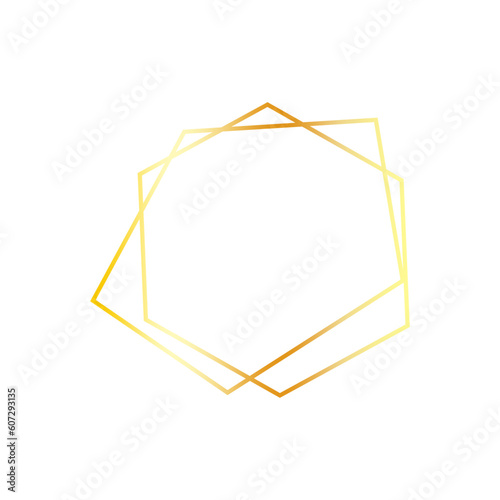 Slim minimalistic golden frame isolated on white background. Geometric vector gradient photo frame, wedding element.