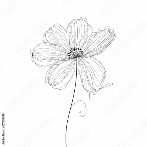Flower Fine Line Hand Drawn Illustration