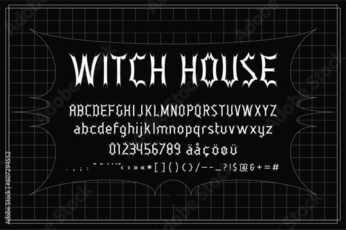 Y2K Aesthetics Neobrutalism Font Set. Retro wave trend. Anti-design typeface for posters and flyers.