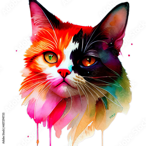 cute cat watercolor art
